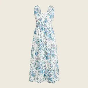 JCREW English Garden Floral Poplin Midi Summer Dress